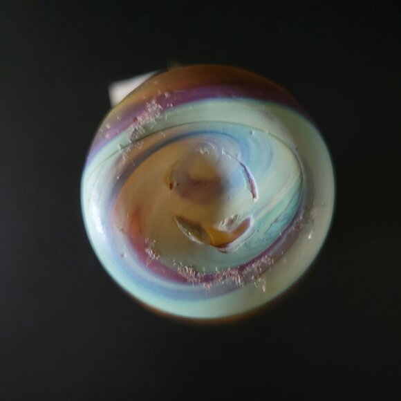 Handblown Phoenician Style Vase, Phonecician Bud Vase Brown and Blue 5.375" - Picture 6 of 8